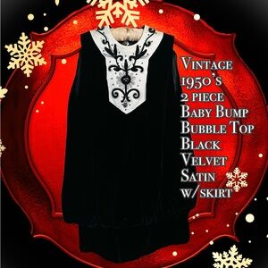 Vintage Retro 1950s Maternity Velvet Bubble Baby Bump Top Skirt Sz 12 Ma Mere
